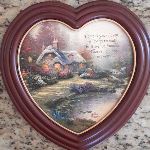 The Bradford Exchange Thomas Kinkrade Home Sweet Home Heart Shape Frame Wall Art - Picture 15 of 16